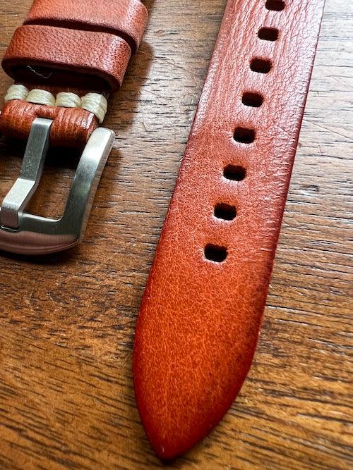 Bracelet Sunburst en cuir façon vieilli marron orangé