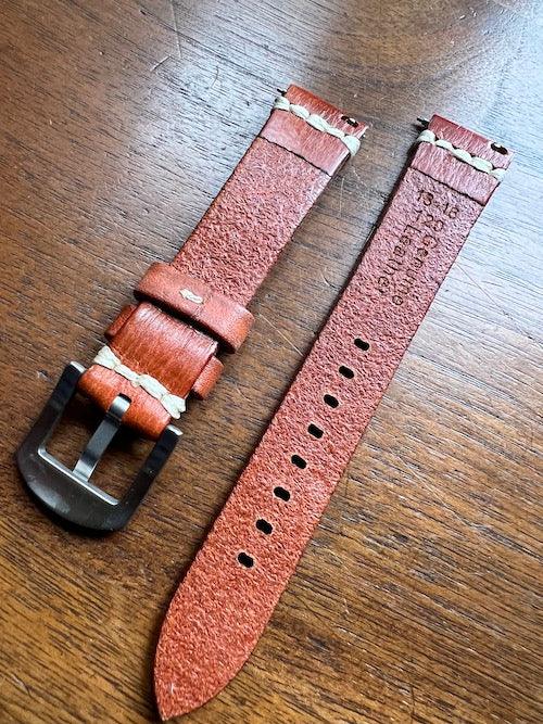 Bracelet Sunburst en cuir façon vieilli marron orangé