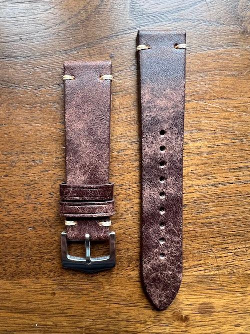 Bracelet Rocheuses en cuir façon vieilli marron