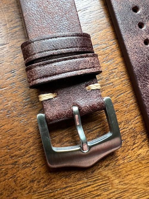 Bracelet Rocheuses en cuir façon vieilli marron