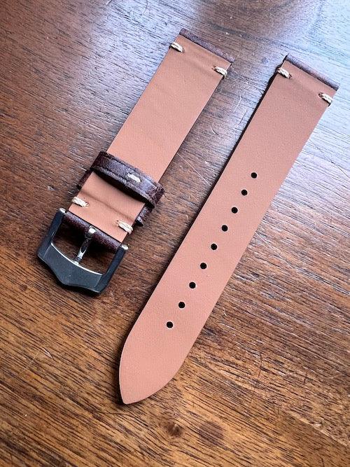 Bracelet Rocheuses en cuir façon vieilli marron
