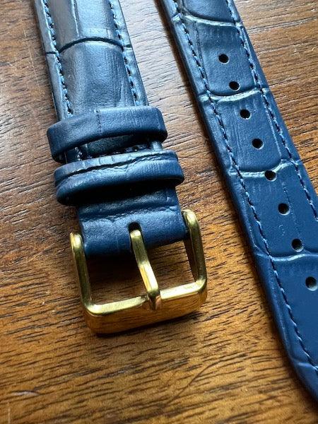 Bracelet Timeless en simili-cuir façon croco bleu foncé