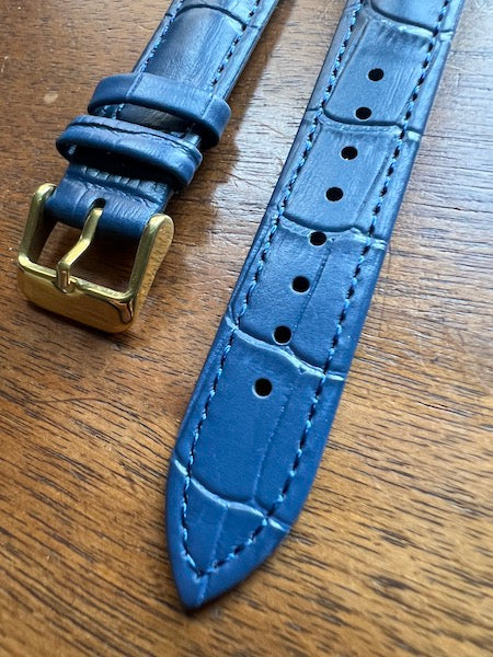 Bracelet Timeless en simili-cuir façon croco bleu foncé