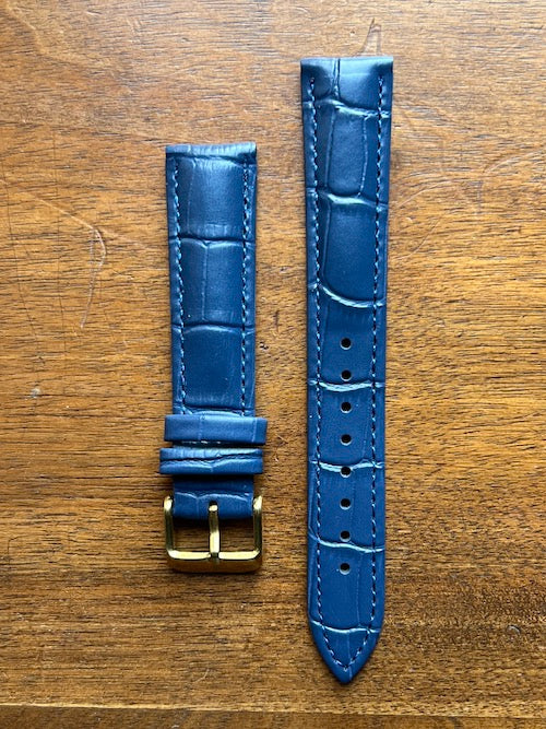 Bracelet Timeless en simili-cuir façon croco bleu foncé