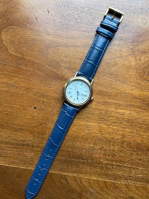 Bracelet Timeless en simili-cuir façon croco bleu foncé