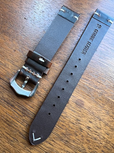 Bracelet Héritage Signature en cuir marron foncé