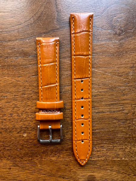 Bracelet Timeless en simili-cuir façon croco marron clair