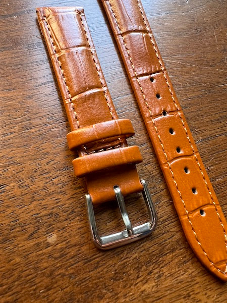 Bracelet Timeless en simili-cuir façon croco marron clair