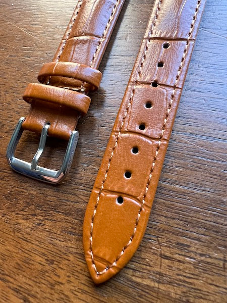 Bracelet Timeless en simili-cuir façon croco marron clair