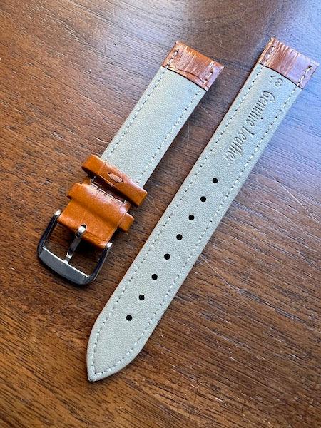 Bracelet Timeless en simili-cuir façon croco marron clair