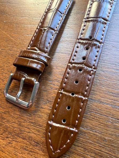 Bracelet Timeless en simili-cuir façon croco marron foncé