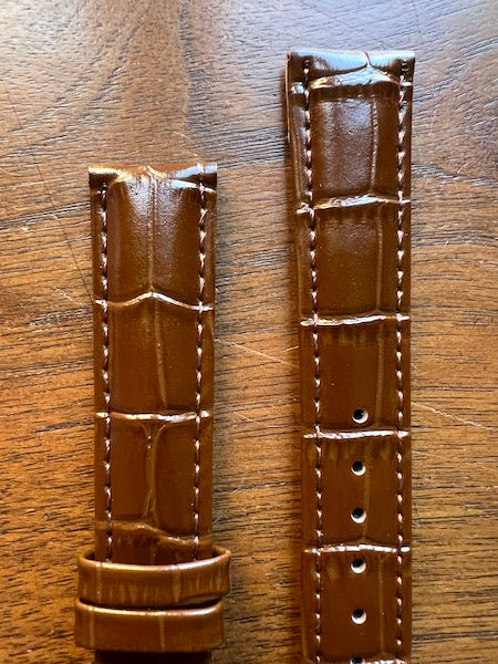 Bracelet Timeless en simili-cuir façon croco marron foncé