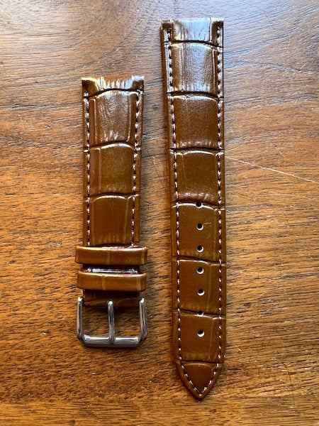 Bracelet Timeless en simili-cuir façon croco marron foncé