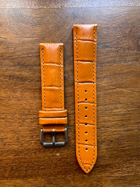 Bracelet Timeless en simili-cuir façon croco marron clair