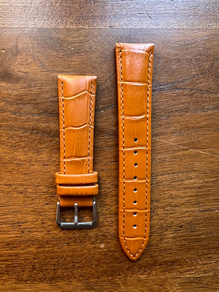 Bracelet Timeless en simili-cuir façon croco marron clair