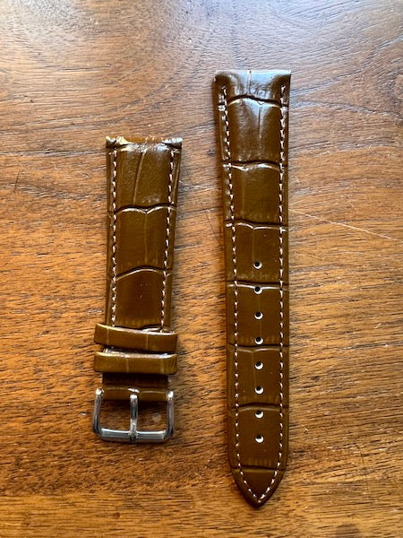 Bracelet Timeless en simili-cuir façon croco marron foncé