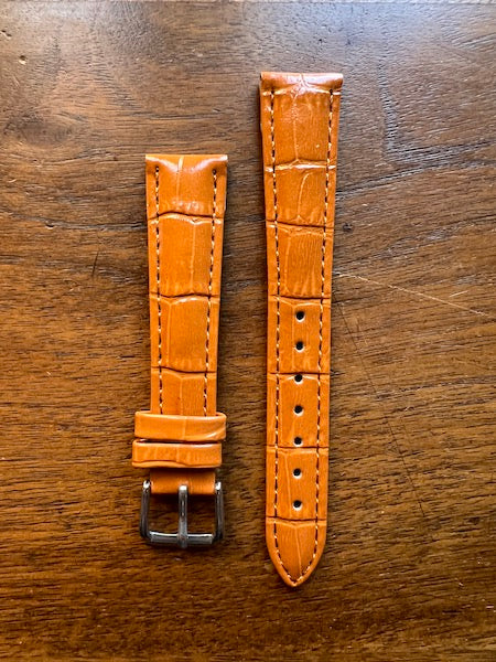 Bracelet Timeless en simili-cuir façon croco marron clair