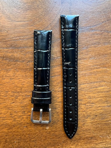 Bracelet Timeless en simili-cuir façon croco noir