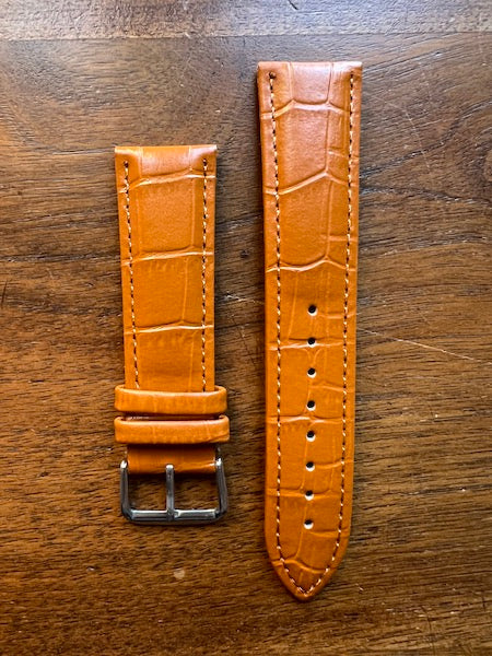 Bracelet Timeless en simili-cuir façon croco marron clair