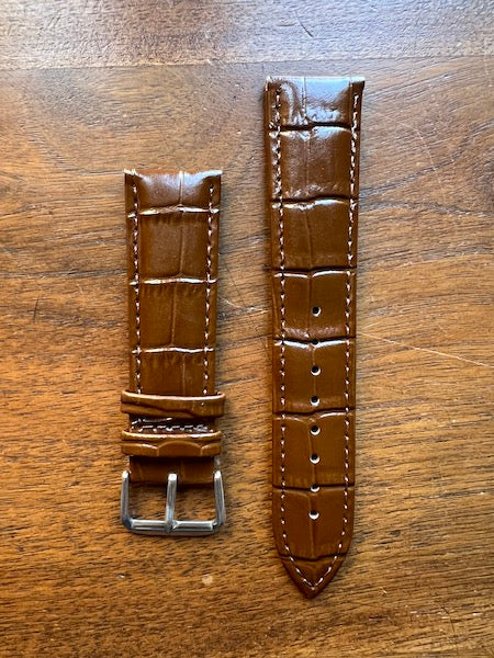 Bracelet Timeless en simili-cuir façon croco marron foncé