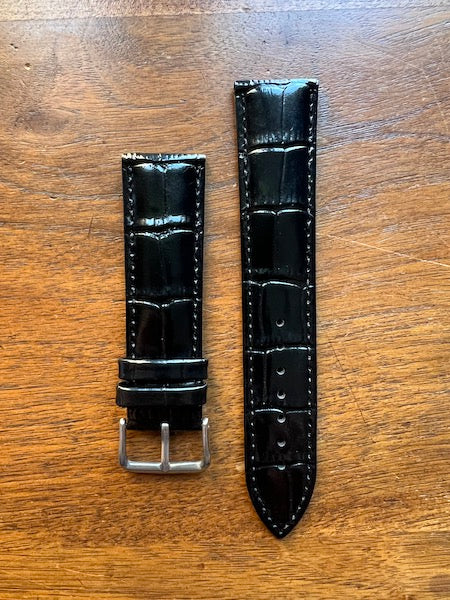 Bracelet Timeless en simili-cuir façon croco noir