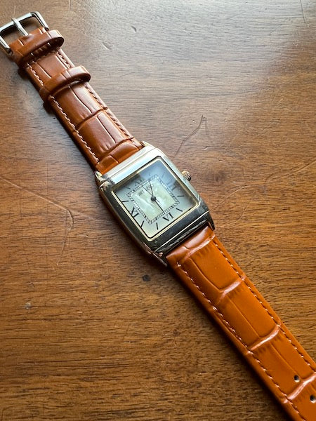 Bracelet Timeless en simili-cuir façon croco marron clair