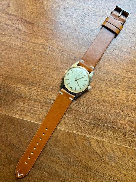 Bracelet Héritage en cuir marron cognac