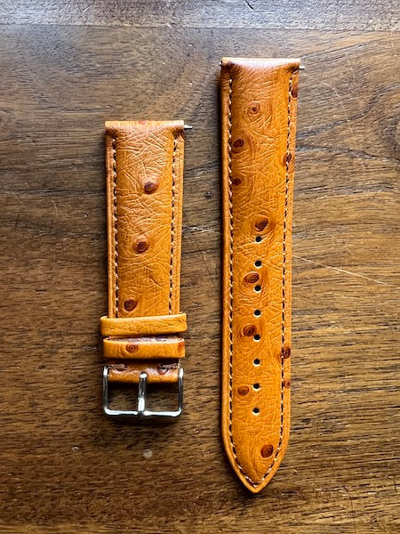 Bracelet Eclat en simili-cuir façon autruche cognac