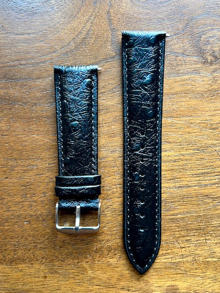 Bracelet Eclat en simili-cuir façon autruche noir