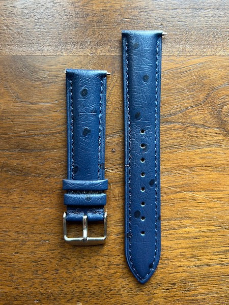 Bracelet Eclat en simili-cuir façon autruche bleu foncé