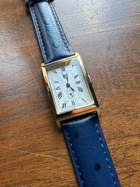 Bracelet Eclat en simili-cuir façon autruche bleu foncé