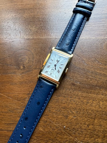 Bracelet Eclat en simili-cuir façon autruche bleu foncé