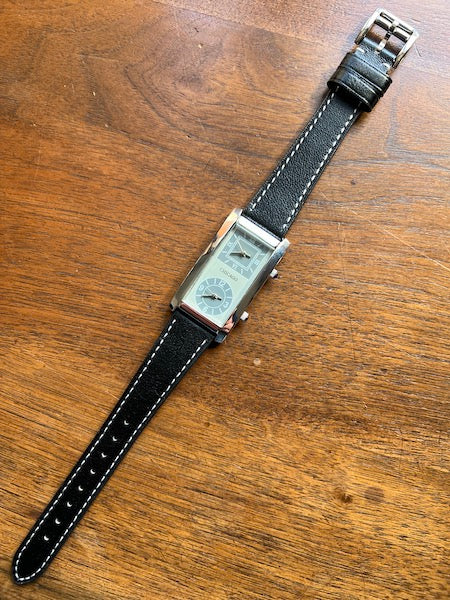 Bracelet Silhouette en simili-cuir façon vachette noir