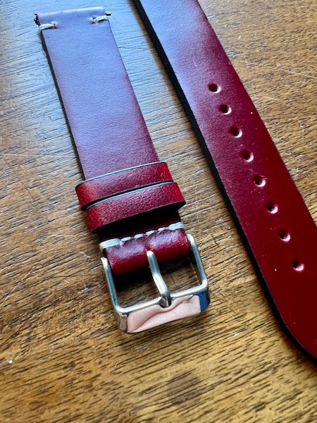 Bracelet Héritage en cuir rouge foncé