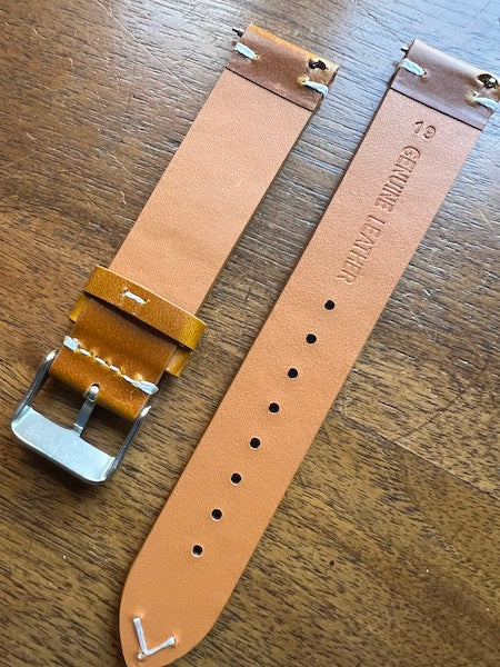 Bracelet Héritage en cuir marron cognac