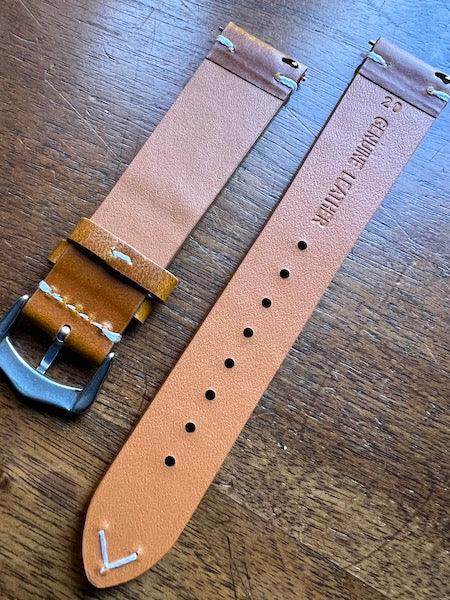 Bracelet Héritage Signature en cuir marron cognac
