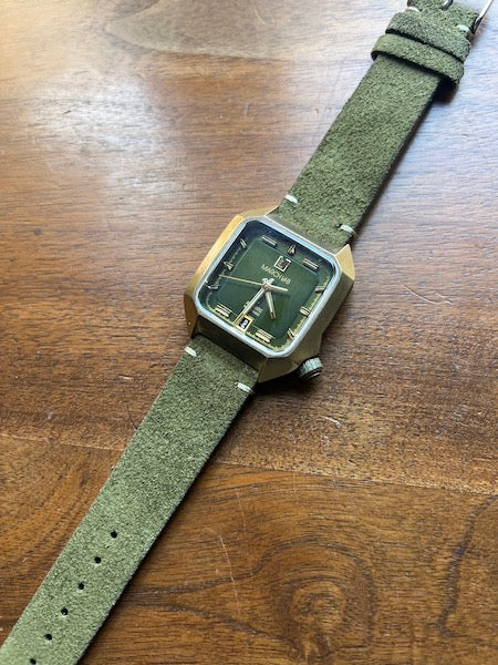 Bracelet Vintage Suédé vert olive