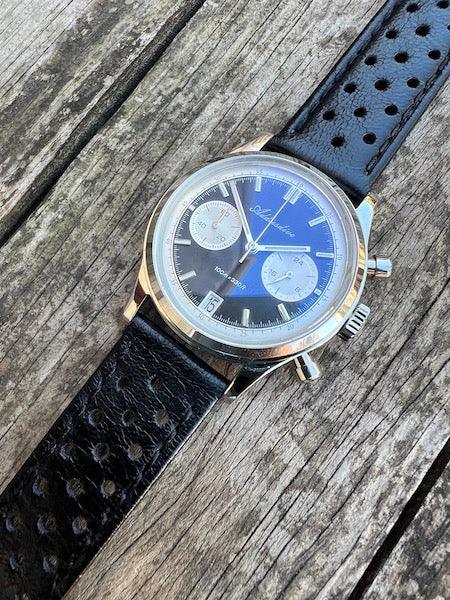 Bracelet Rallye en cuir noir profond
