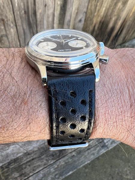 Bracelet Rallye en cuir noir profond