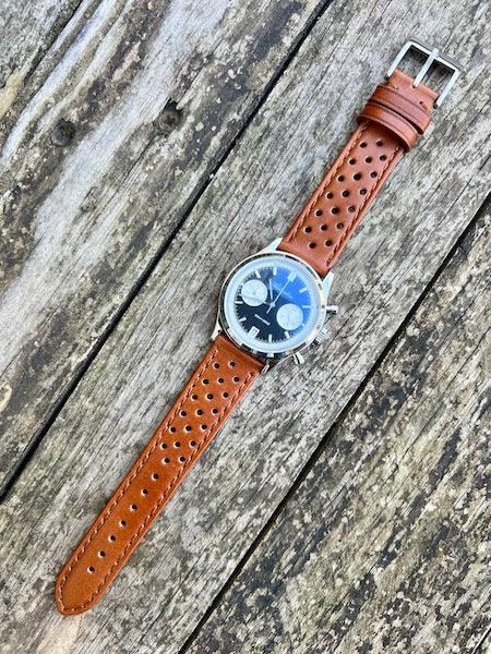 Bracelet Rallye en cuir marron caramel