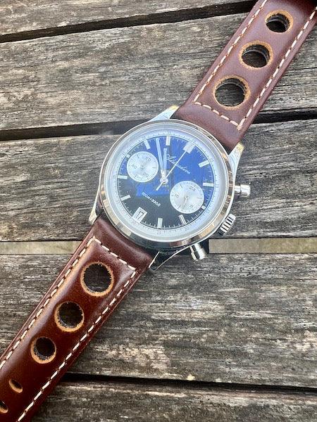 Bracelet Pilote en cuir marron châtaigne