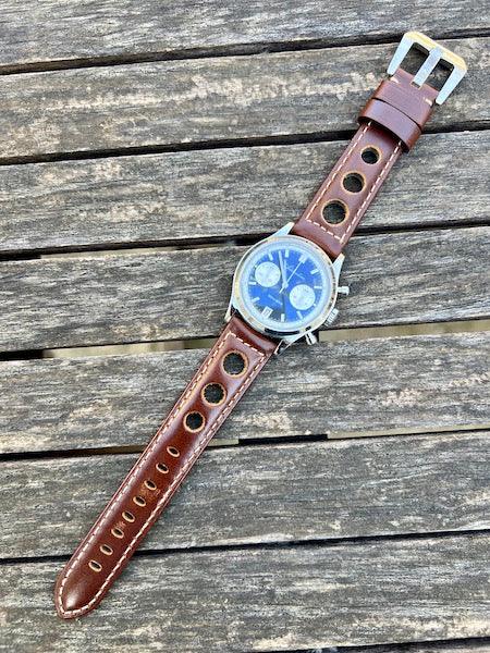 Bracelet Pilote en cuir marron châtaigne
