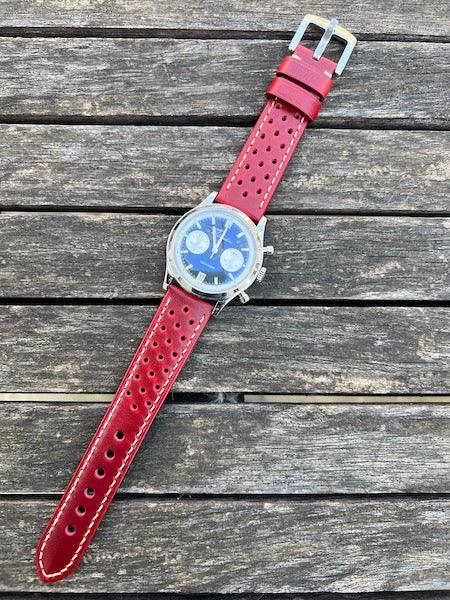 Bracelet Rallye en cuir rouge ardent