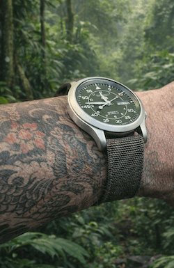 Bracelet NATO en nylon extensible vert militaire